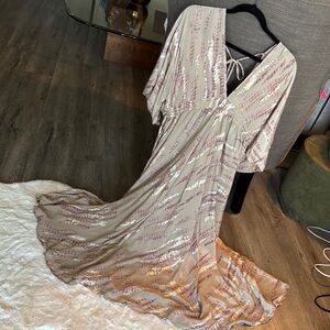 SUMMER CLEARANCE - Paani Asymmetrical Ruffled Maxi Dress with Plunge Neckline